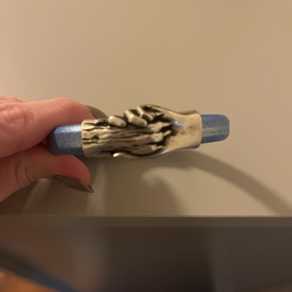 Silver and Blue Hand and Paw Bracelet